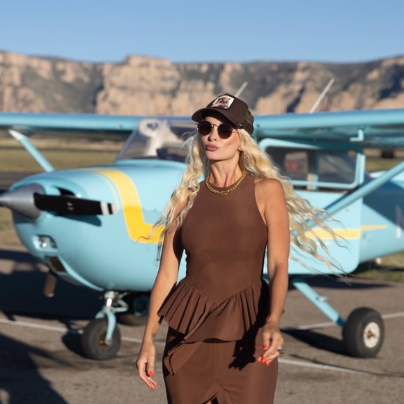 AFRM Brown Sleeveless Dress COWBOY CHIC STYLE - Picture 3 of 6